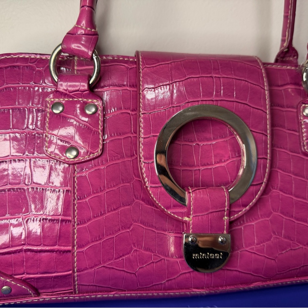 2YK Pink Crocodile Embossed Handbag Minicci